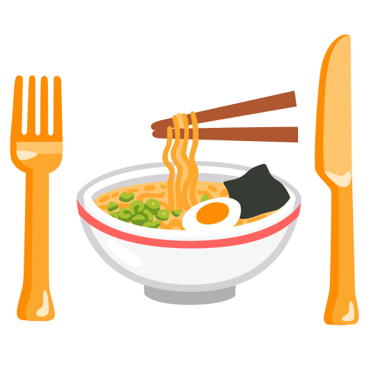 knife fork plate ramen