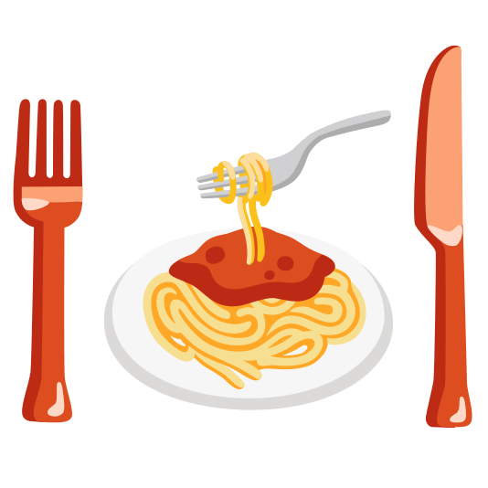 knife fork plate spaghetti