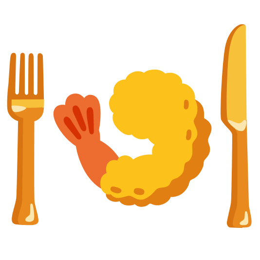 knife fork plate fried shrimp