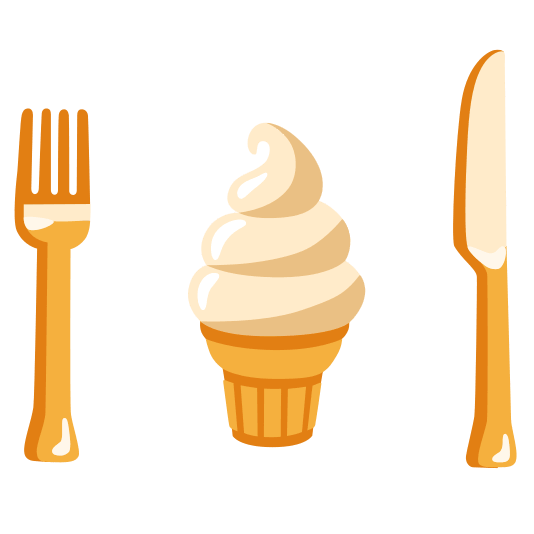 knife fork plate icecream