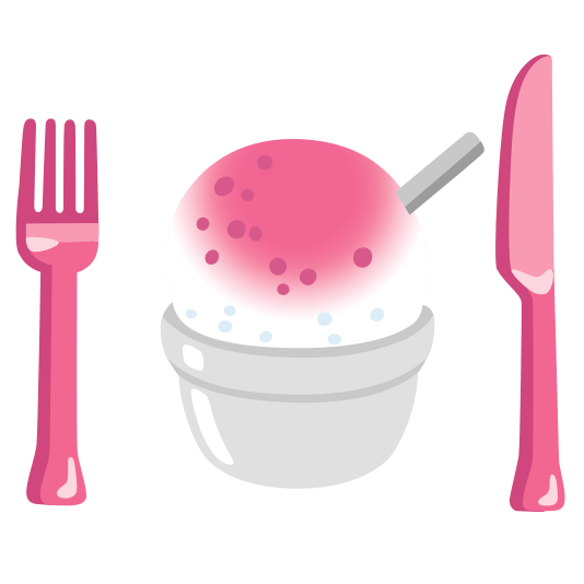 knife fork plate shaved ice