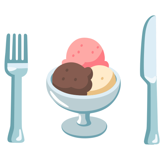 knife fork plate ice cream