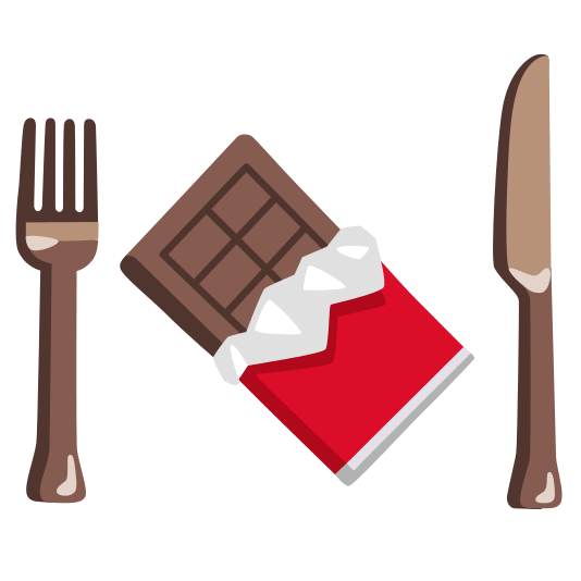 knife fork plate chocolate bar