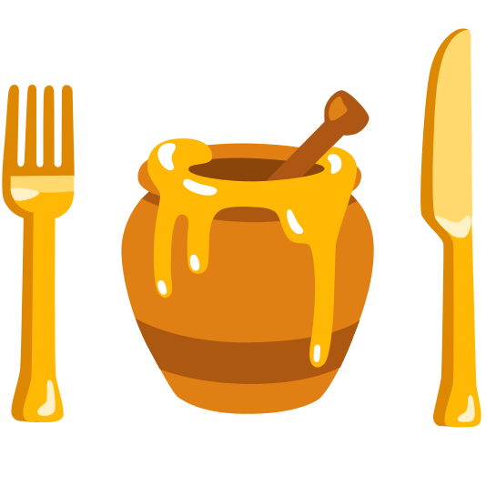 knife fork plate honey pot