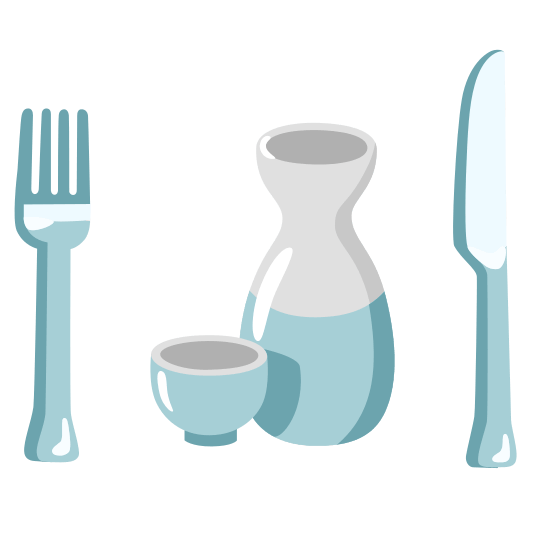 knife fork plate sake