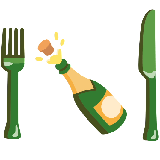 knife fork plate champagne