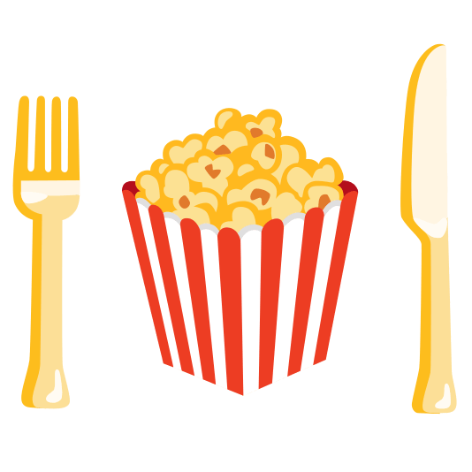 knife fork plate popcorn