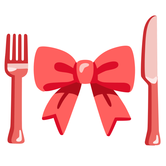 knife fork plate ribbon