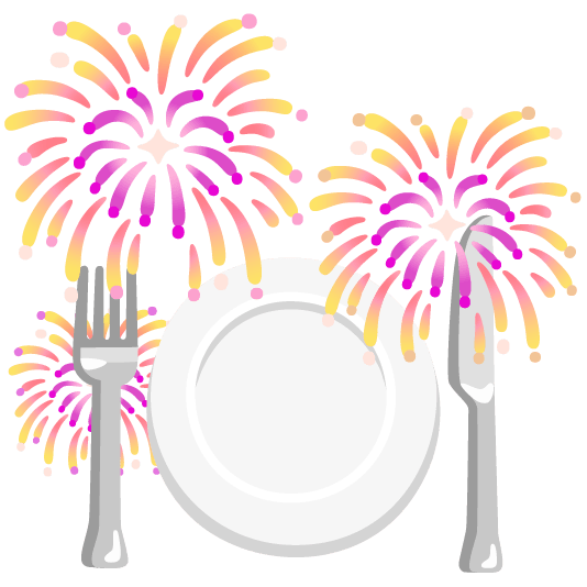 knife fork plate fireworks