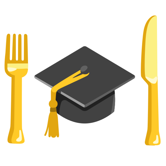 knife fork plate mortar board