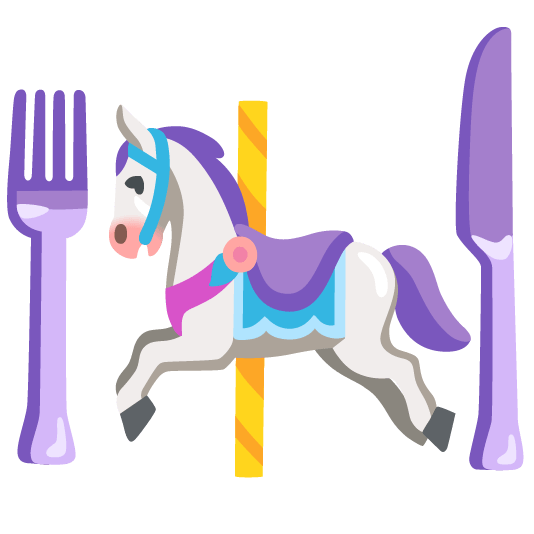 knife fork plate carousel horse