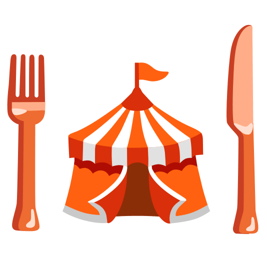knife fork plate circus tent
