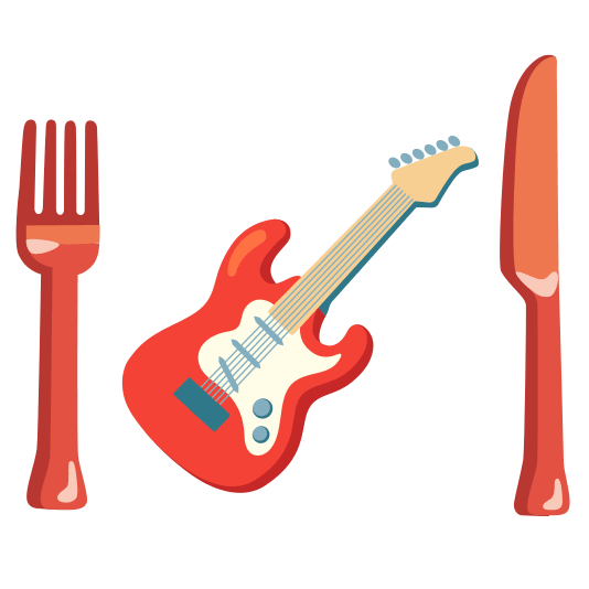 knife fork plate guitar