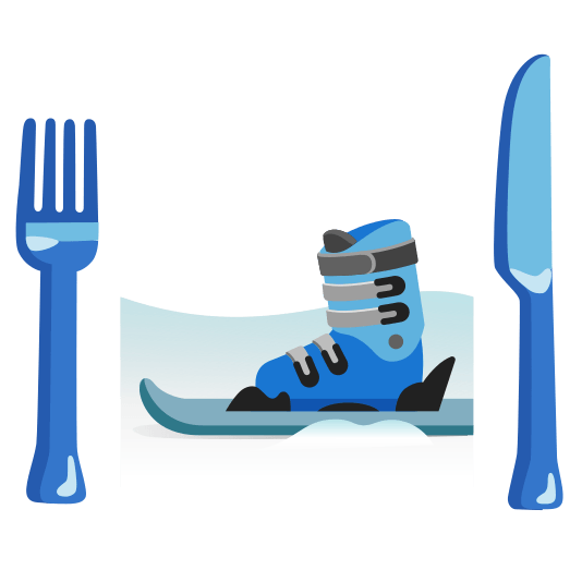 knife fork plate ski