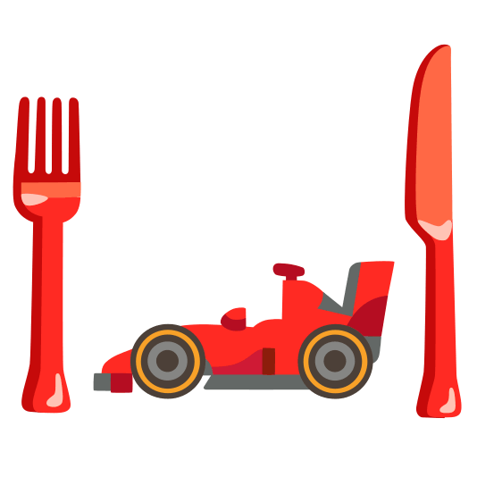 knife fork plate racing car