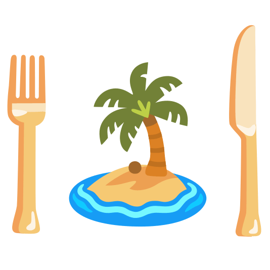 knife fork plate desert island