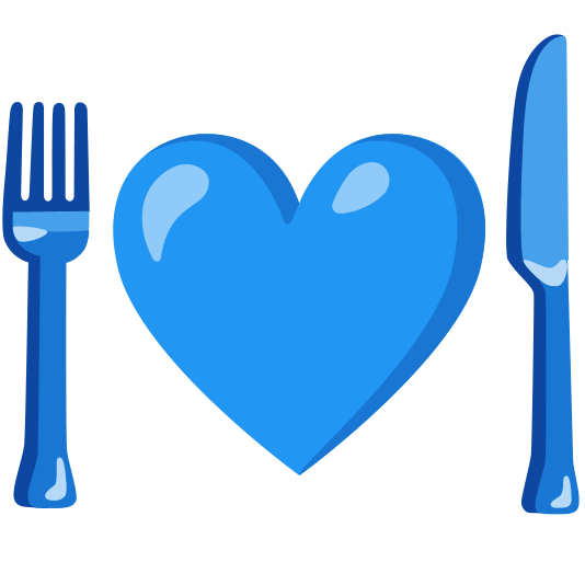 knife fork plate blue heart