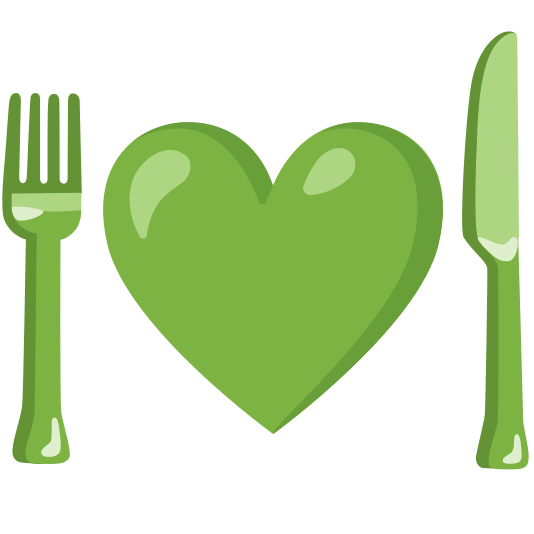knife fork plate green heart