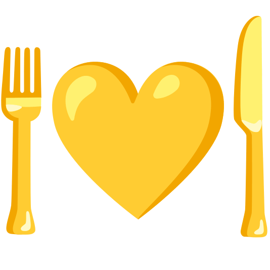 knife fork plate yellow heart