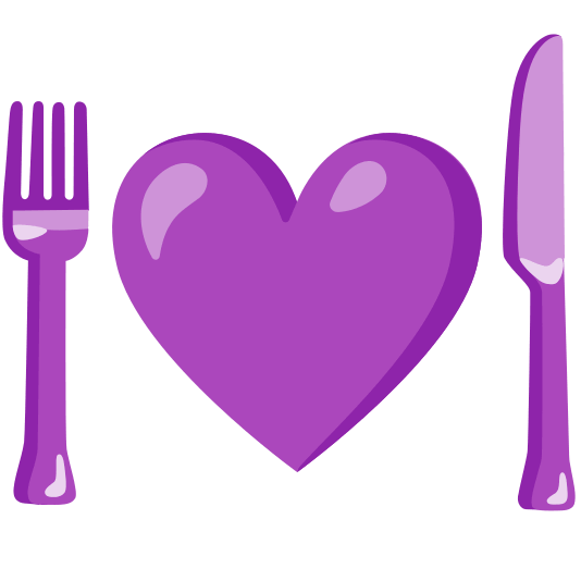 knife fork plate purple heart