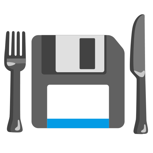 knife fork plate floppy disk