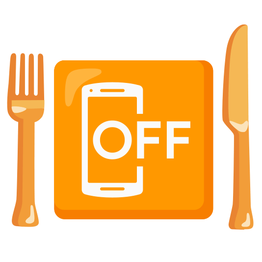 knife fork plate mobile phone off