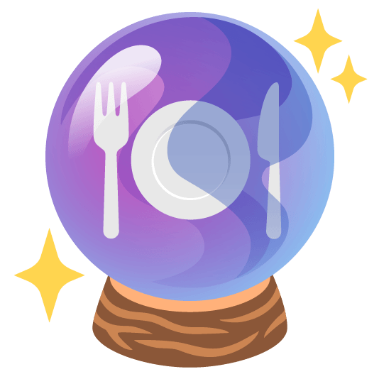 knife fork plate crystal ball