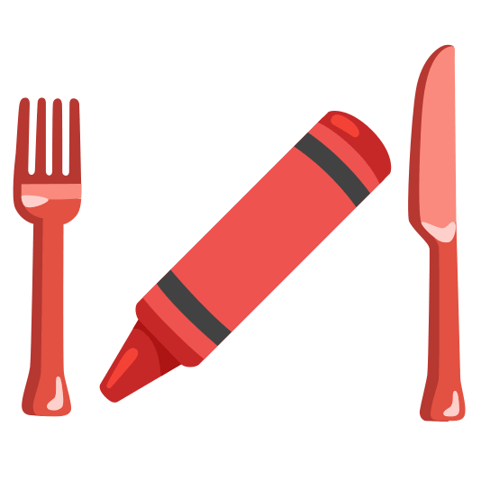 knife fork plate lower left crayon
