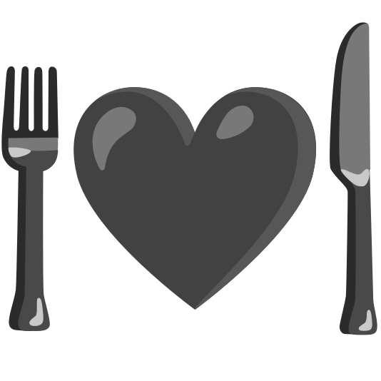 knife fork plate black heart