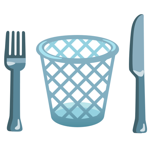 knife fork plate wastebasket