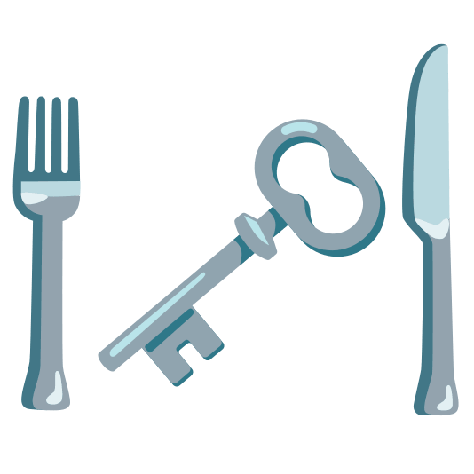 knife fork plate old key