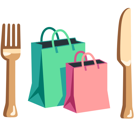 knife fork plate shopping bags