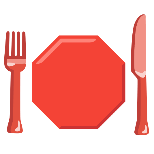 knife fork plate octagonal sign