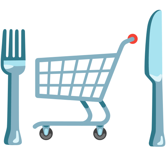 knife fork plate shopping trolley