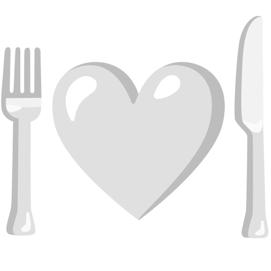 knife fork plate white heart