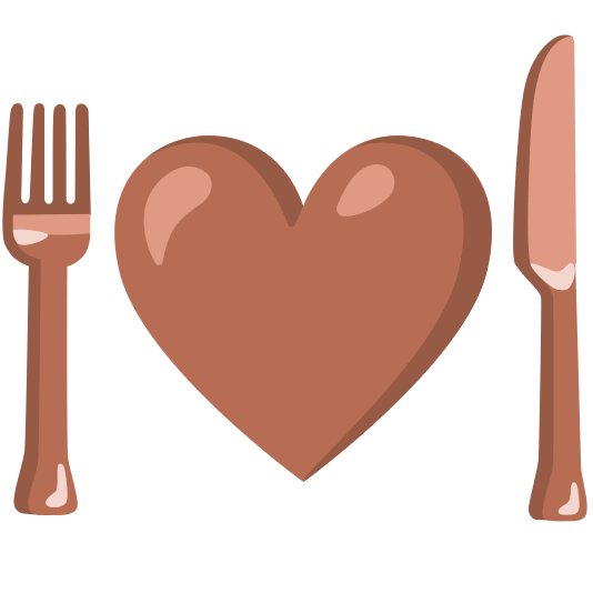 knife fork plate brown heart