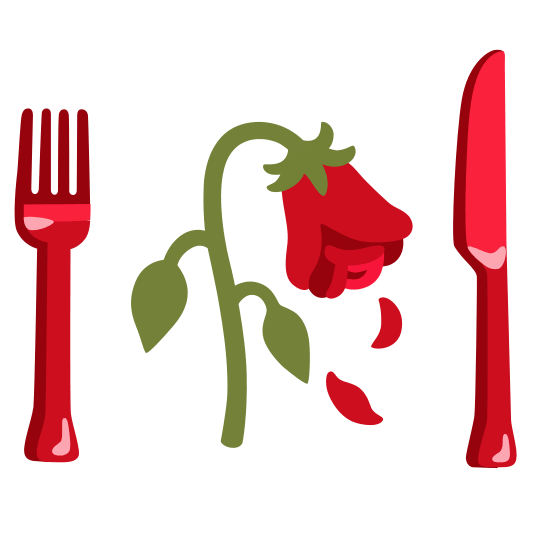 knife fork plate wilted flower