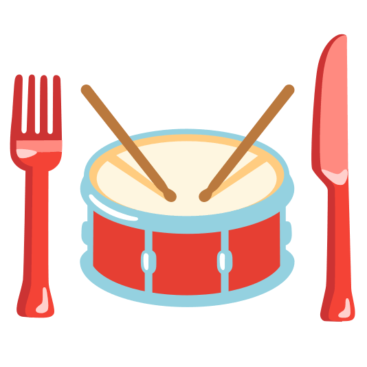 knife fork plate drum with drumsticks