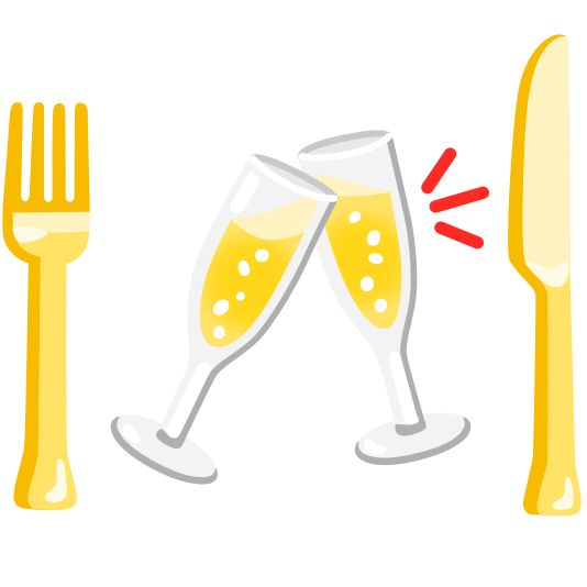 knife fork plate clinking glasses