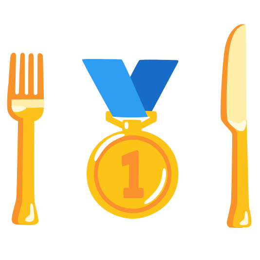 knife fork plate first place medal