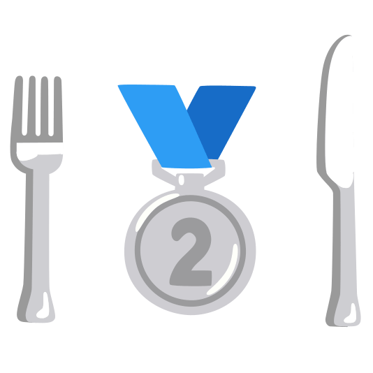 knife fork plate second place medal