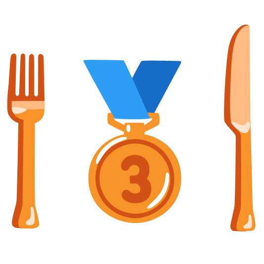 knife fork plate third place medal