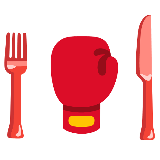 knife fork plate boxing glove