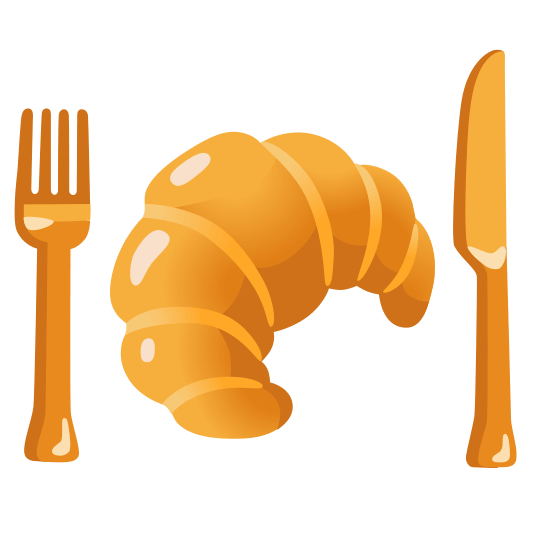 knife fork plate croissant