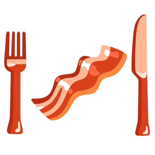 knife fork plate bacon