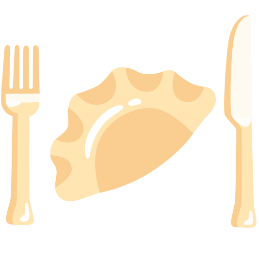knife fork plate dumpling