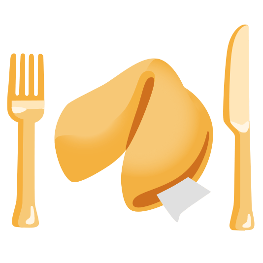 knife fork plate fortune cookie