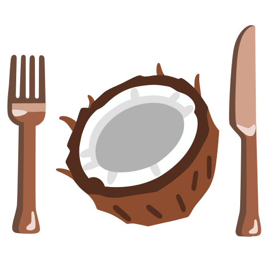 knife fork plate coconut