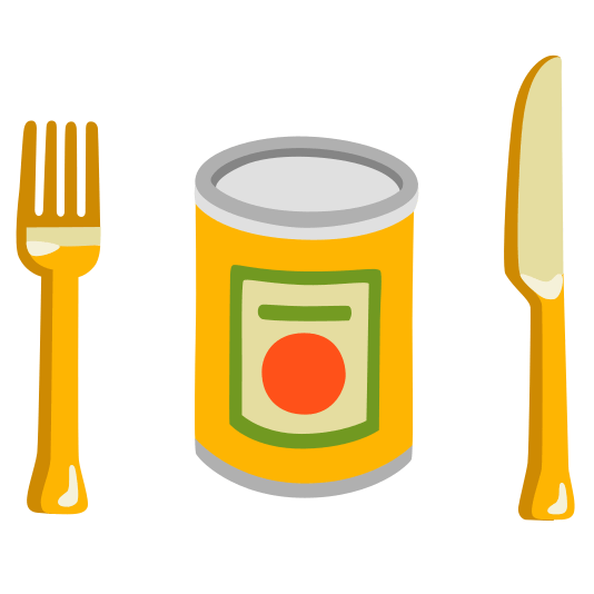 knife fork plate canned food