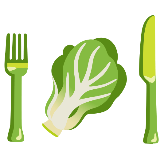 knife fork plate leafy green